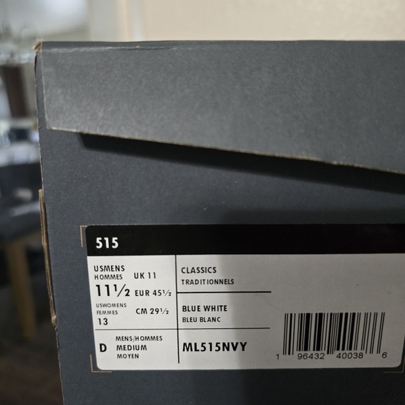 NEW BALANCE 515 Classic Sneakers Men Size 11.5 Navy White ML515NVY New - Picture 8 of 8